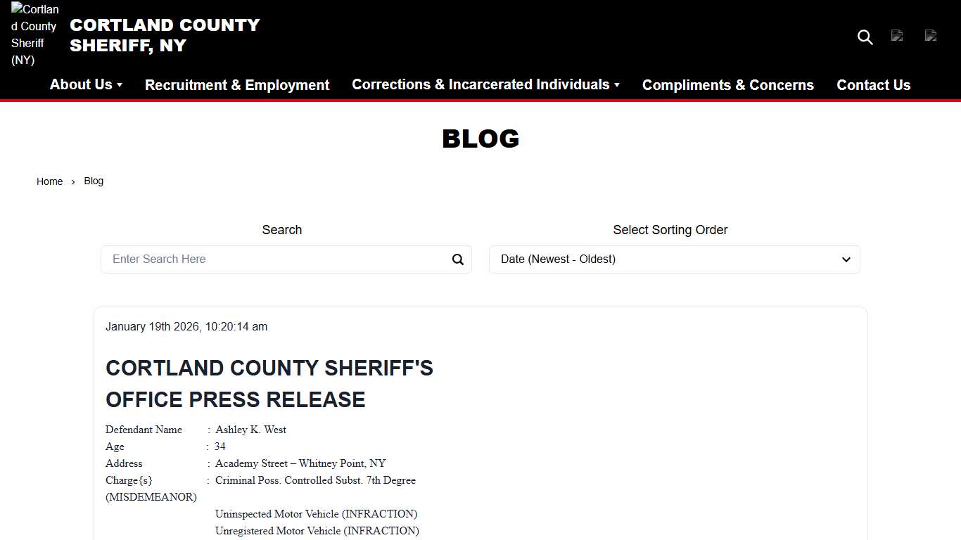 Blog | Cortland County Sheriff (NY)