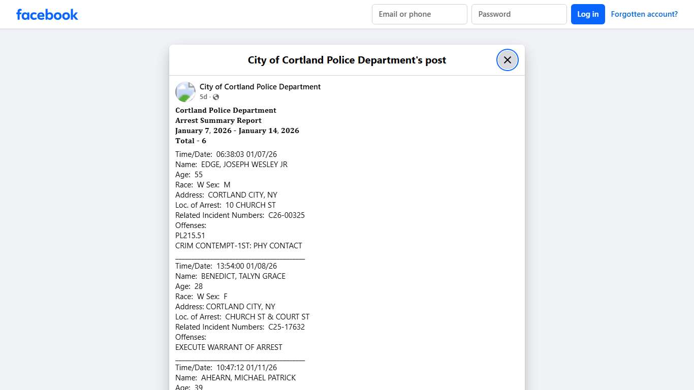 𝐂𝐨𝐫𝐭𝐥𝐚𝐧𝐝 𝐏𝐨𝐥𝐢𝐜𝐞... - City of Cortland Police Department | Facebook